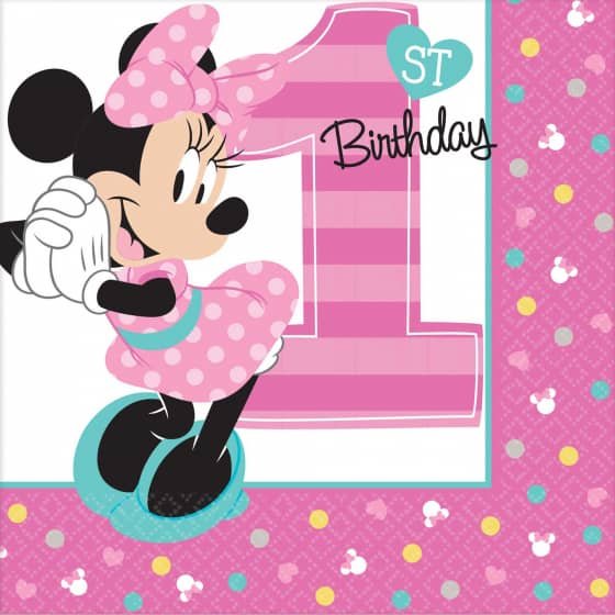 Disney Minnie Mouse Fun To Be One 1st Birthday Beverage Napkins 16pk 501834 - Party Owls