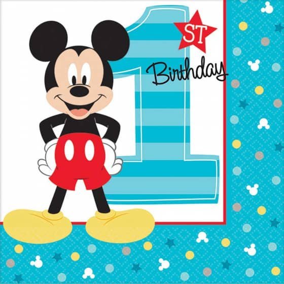 Mickey Mouse 1st Birthday Beverage Napkins 16pk Fun To Be One  501833 - Party Owls