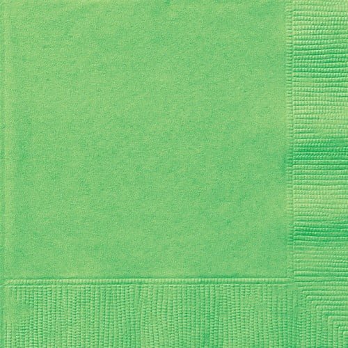 Lime Green Solid Colour Beverage Napkins 20pk Serviettes - Party Owls