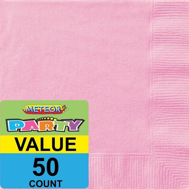 Lovely Pink Solid Colour Beverage Napkins 50pk 30874 - Party Owls