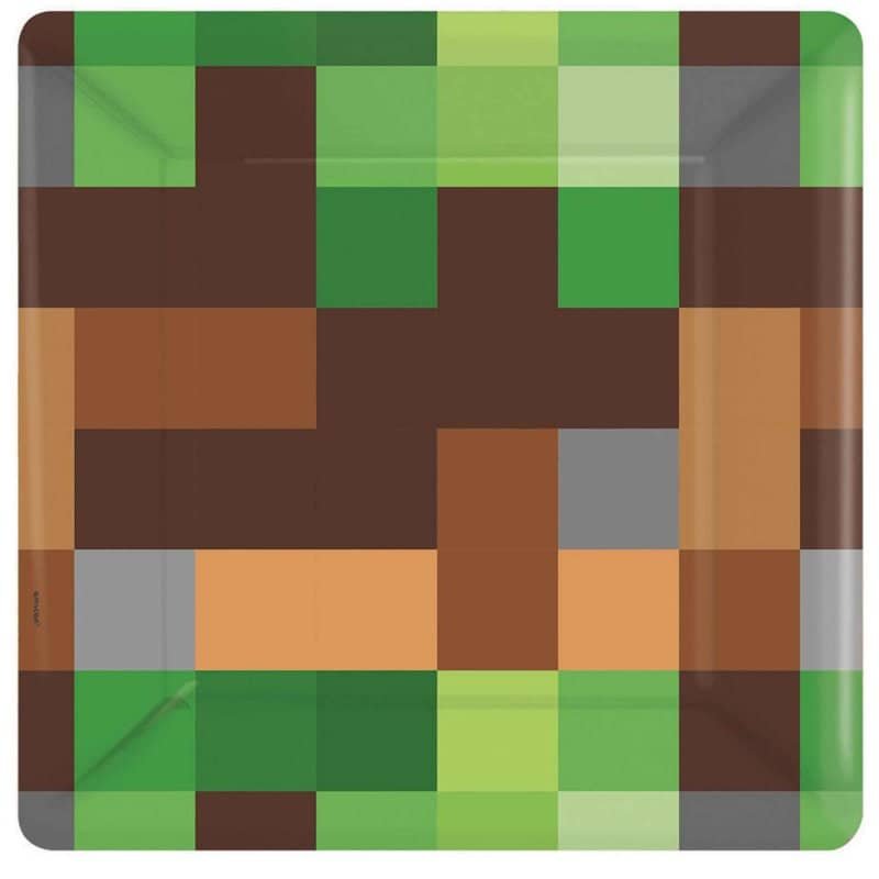 TNT Minecraft Style Small Square Paper Plates 17cm (7") 8pk  541778 - Party Owls