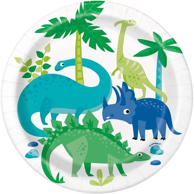 Dino Dinosaurs Small Paper Plates 18CM (7") 8pk 73884 - Party Owls