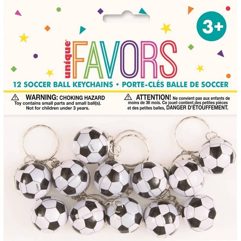 Soccer Ball Keyrings 12pk Party Favours - Party Owls
