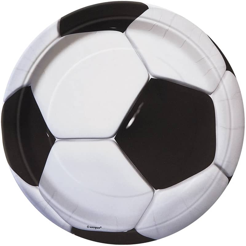 Soccer Ball Large Paper Plates 23CM (9") 8pk - Party Owls