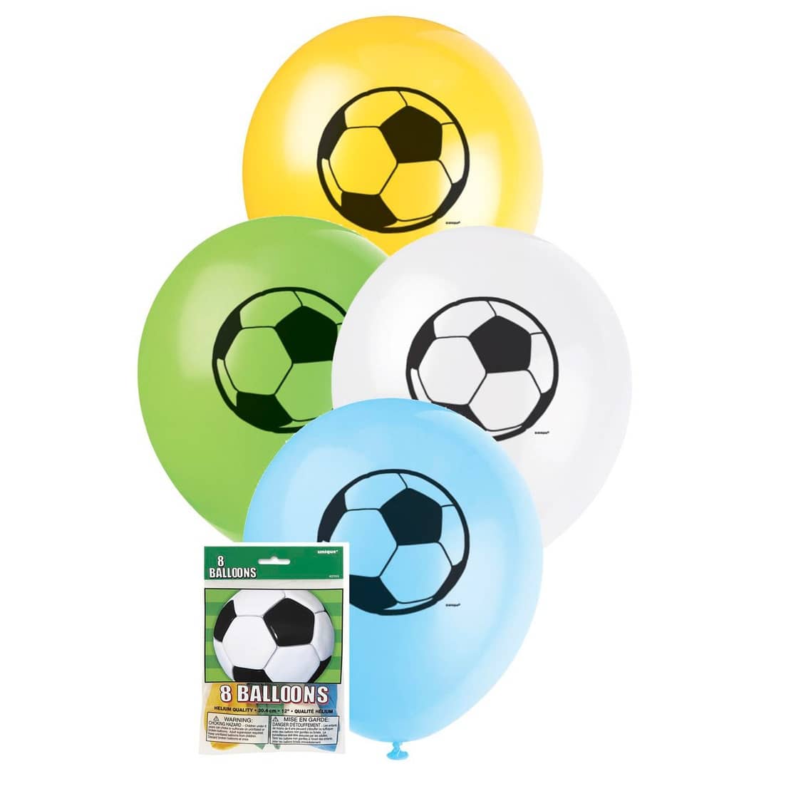 Soccer Ball Latex Balloons 30CM (12") 8pk Assorted Colours - Party Owls
