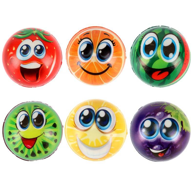 Squeeze Me Smiley Fruit Face Stress Relief Balls 6.3CM 6pk - Party Owls