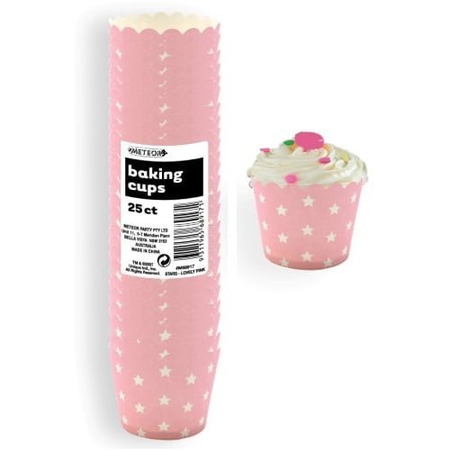 Star Lovely Pink Paper Baking Cups 25pk 68917 - Party Owls