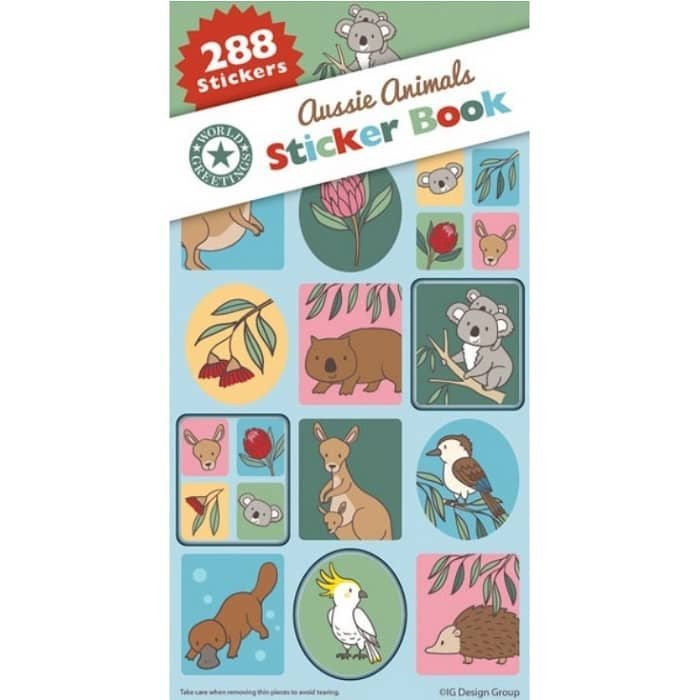 Australia Animals Sticker Book 288pk (12 Sheets) Party Favours WEB5926 - Party Owls