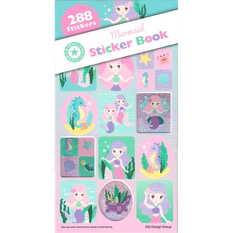 Mermaid Sticker Book 288pk (12 Sheets) Party Favours WEB5404 - Party Owls