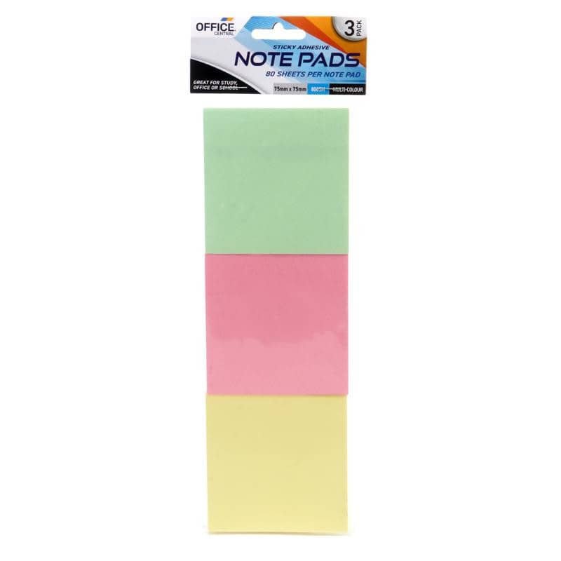 Sticky Notes 75mm 3pk (240 Sheets) Green Pink Yellow Colours Pads 189649 - Party Owls
