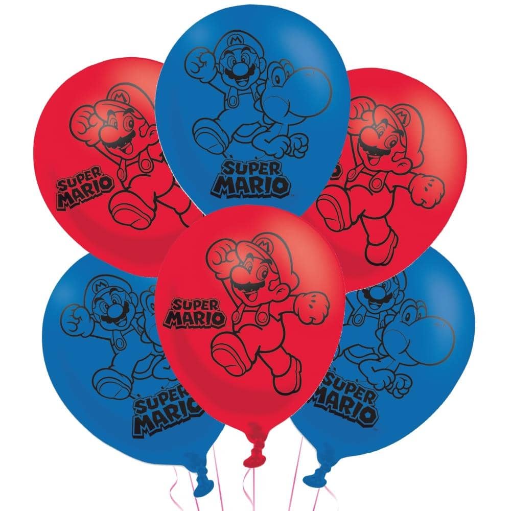 Super Mario Bros. Latex Balloons 30CM (12") 6pk  - Party Owls