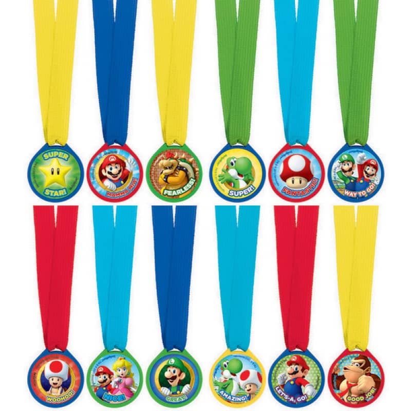 Super Mario Bros. Mini Award Medals 12pk Party Favours - Party Owls