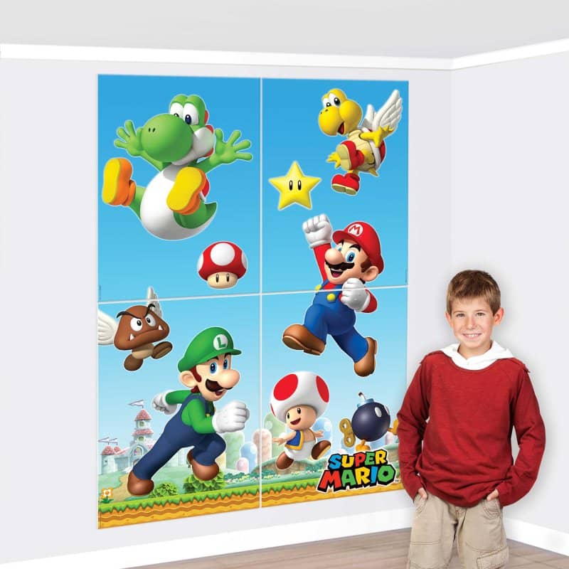Super Mario Bros. Scene Setter Backdrop Wall Decorating Kit - Party Owls