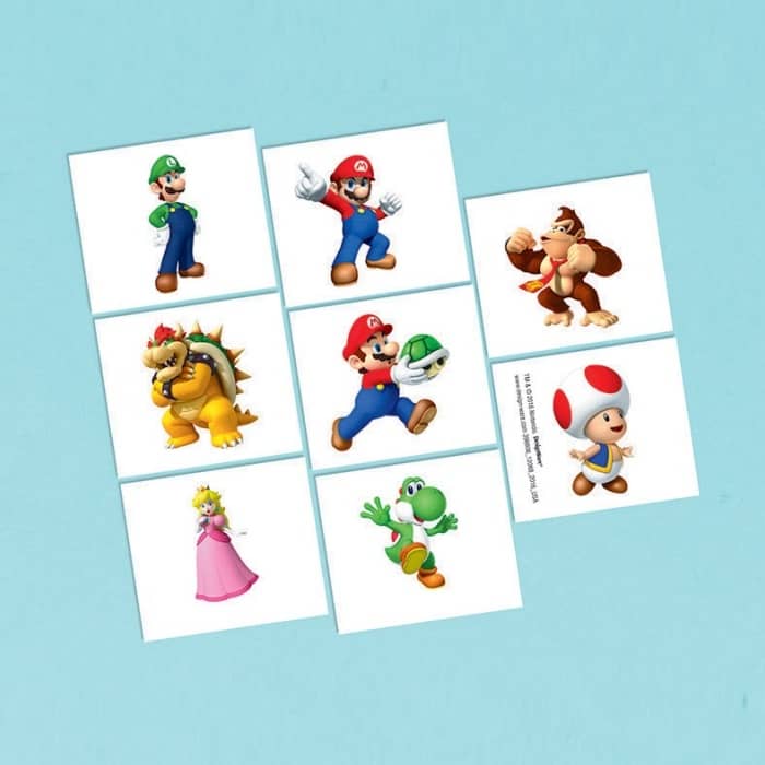 Super Mario Bros. Temporary Tattoos 8PCS Party Favours - Party Owls