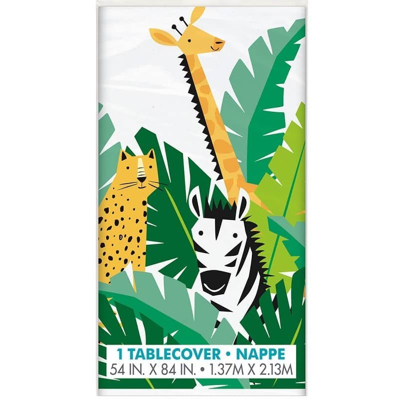 Jungle Animals Plastic Table Cover Tablecloth 137cm x 213cm (54" x 84") 78353 - Party Owls