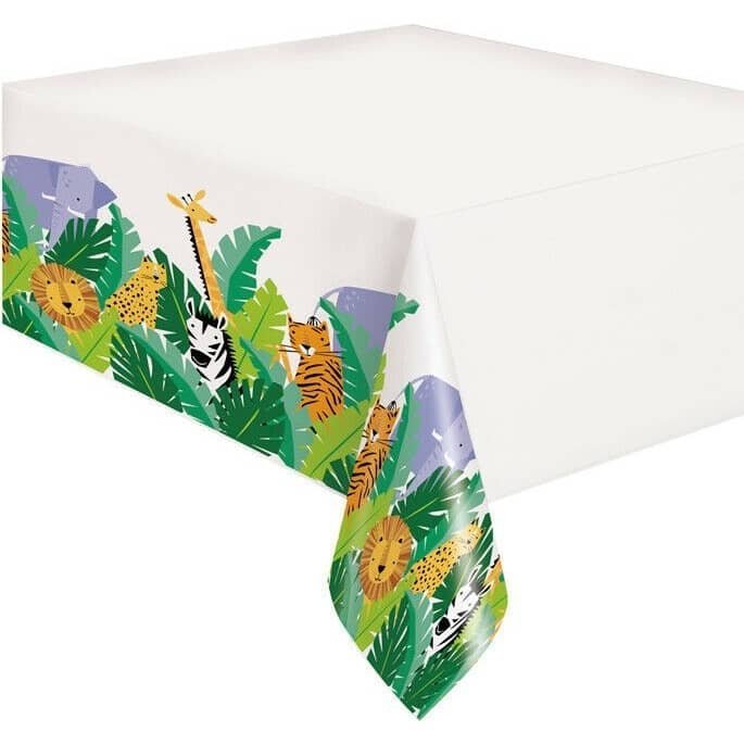 Jungle Animals Plastic Table Cover Tablecloth 137cm x 213cm (54" x 84") 78353 - Party Owls