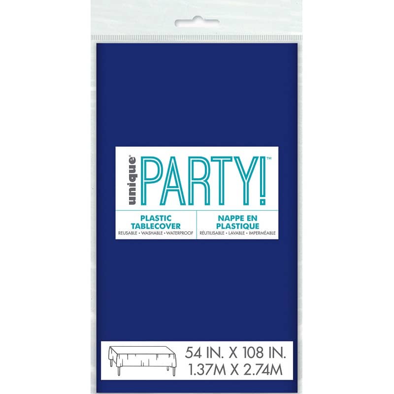 True Navy Blue Rectangle Solid Colour Plastic Table Cover 137CM x 274CM - Party Owls