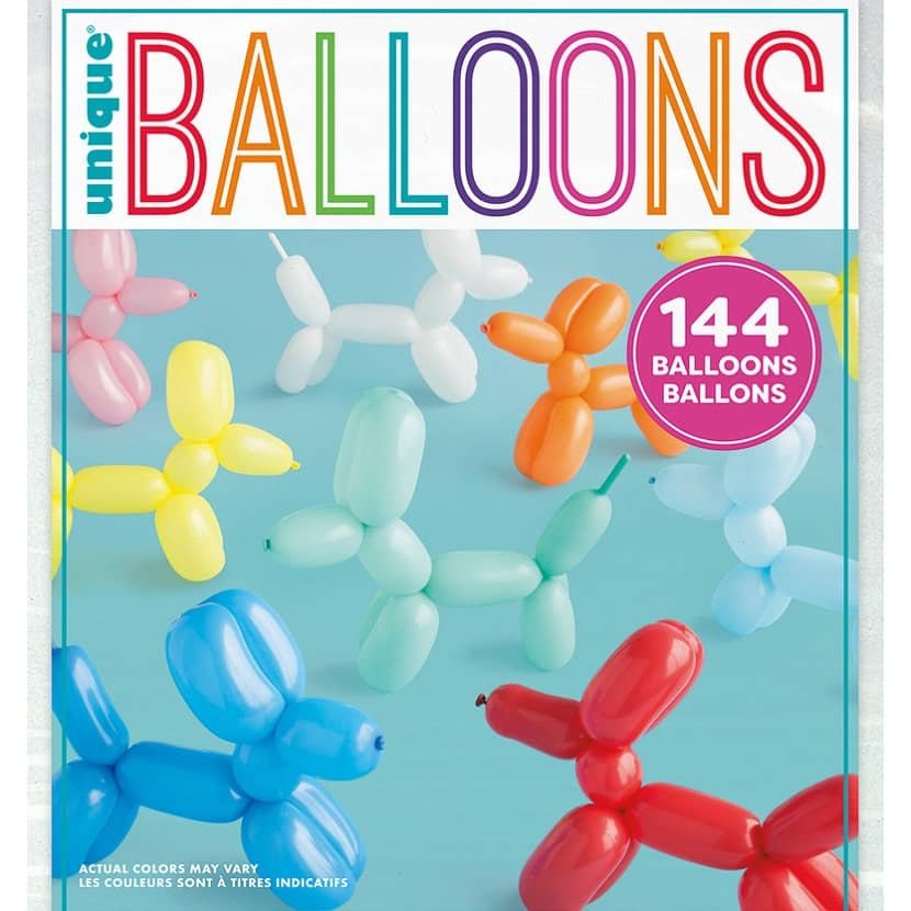 Twist And Shape Animal Balloons 144pk Assorted Colours - Party Owls