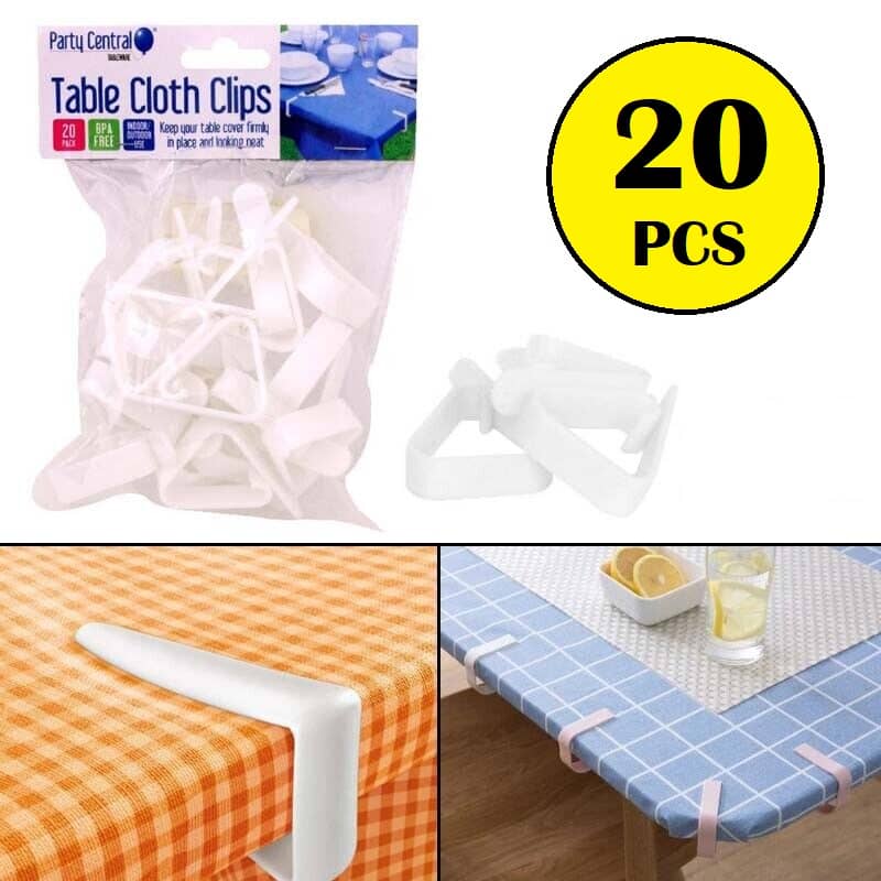 White Plastic Table Cover Clips 20pk Tablecloth Clamps - Party Owls