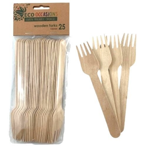Wooden Forks 25pk Cutlery Pack 460587 - Party Owls