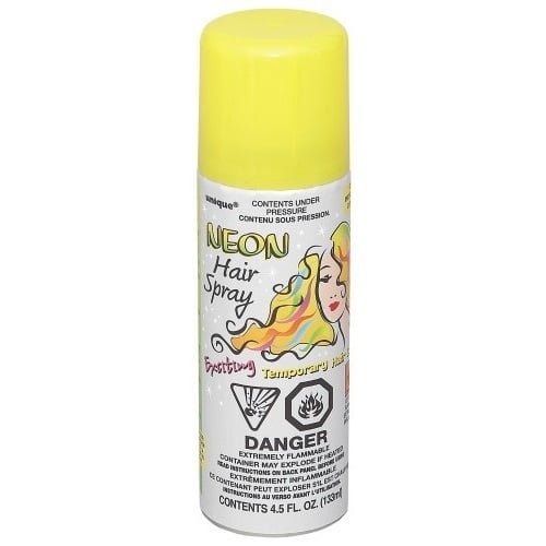 Yellow Hair Spray 133ML Temporary Neon Coloured Hairspray - Party Owls