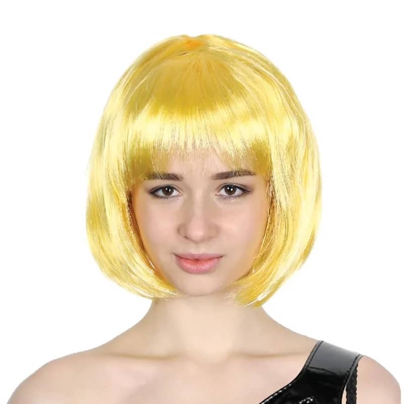 Yellow Short BOB Wig With Fringe - Party Owls