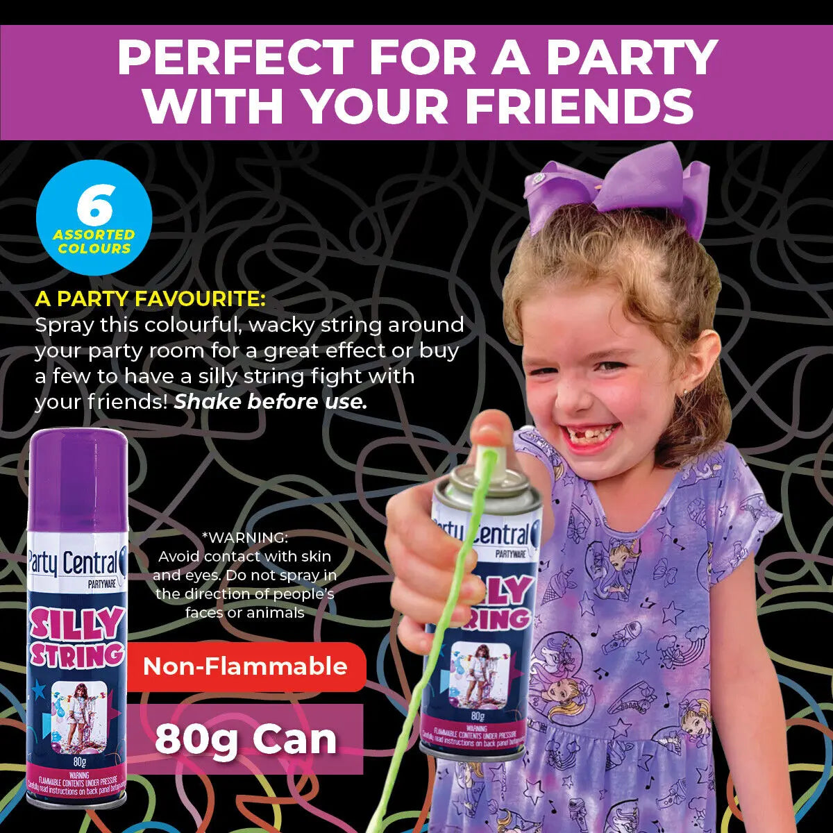 Party String 24pk Crazy String Assorted Colours - Party Owls