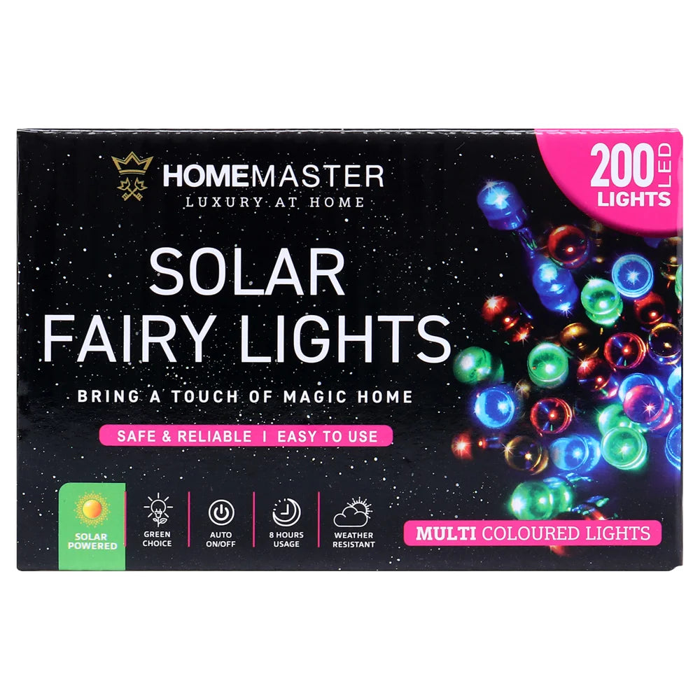 Solar 200 Multicolour LED Fairy Lights 13.5M Total Length