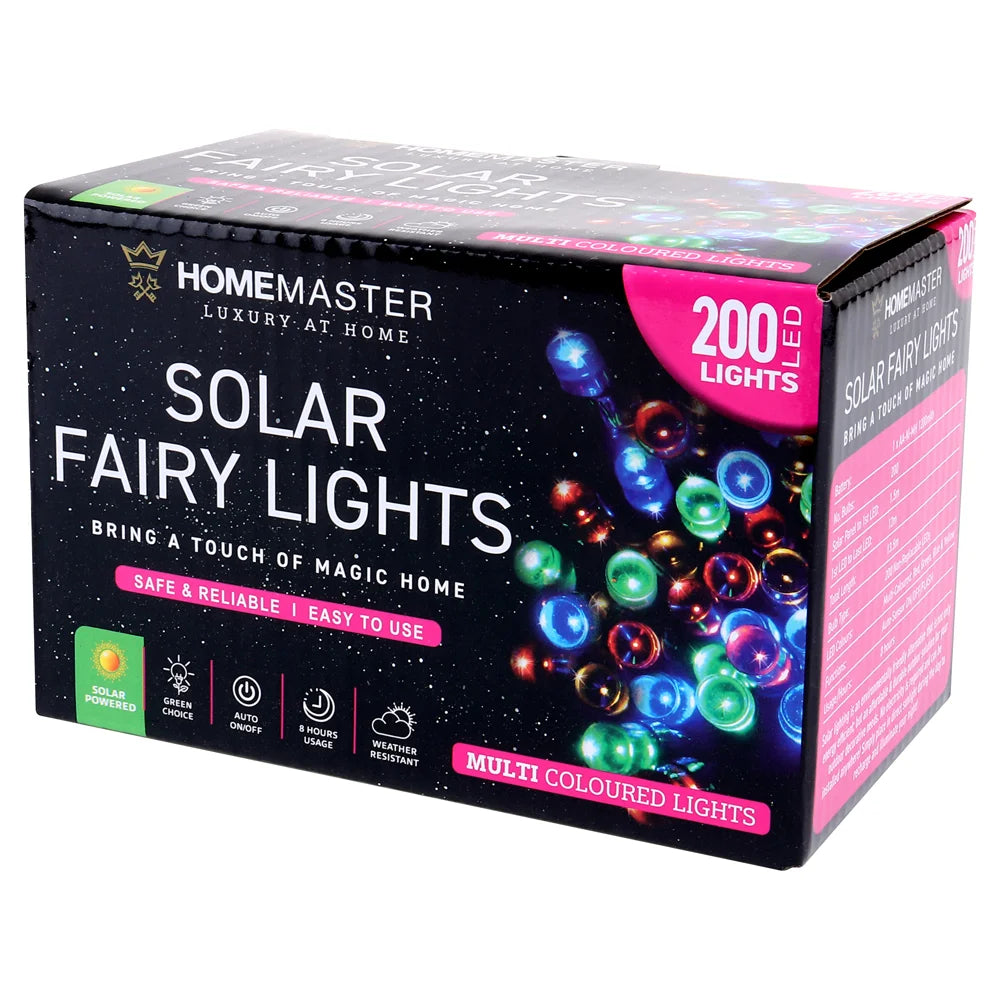 Solar 200 Multicolour LED Fairy Lights 13.5M Total Length