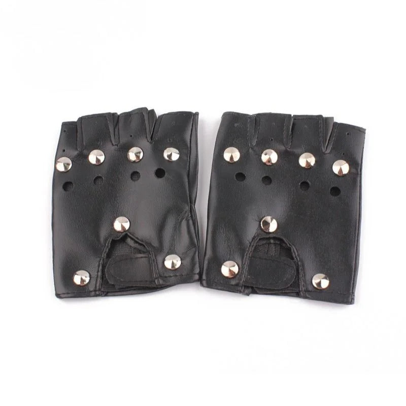 Adult Fingerless Punk Gloves With Studs