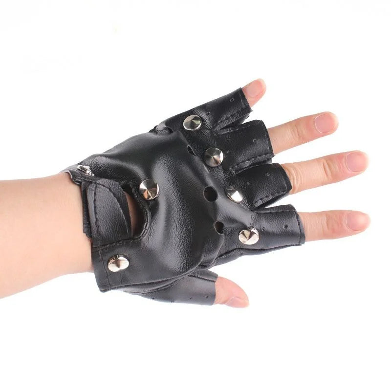 Adult Fingerless Punk Gloves With Studs