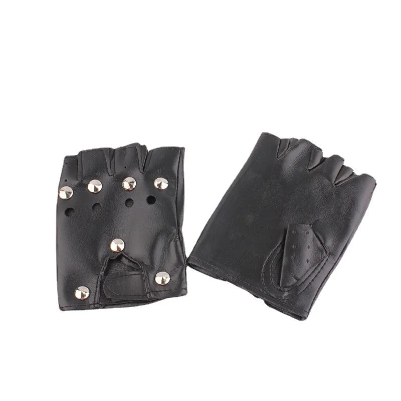 Adult Fingerless Punk Gloves With Studs