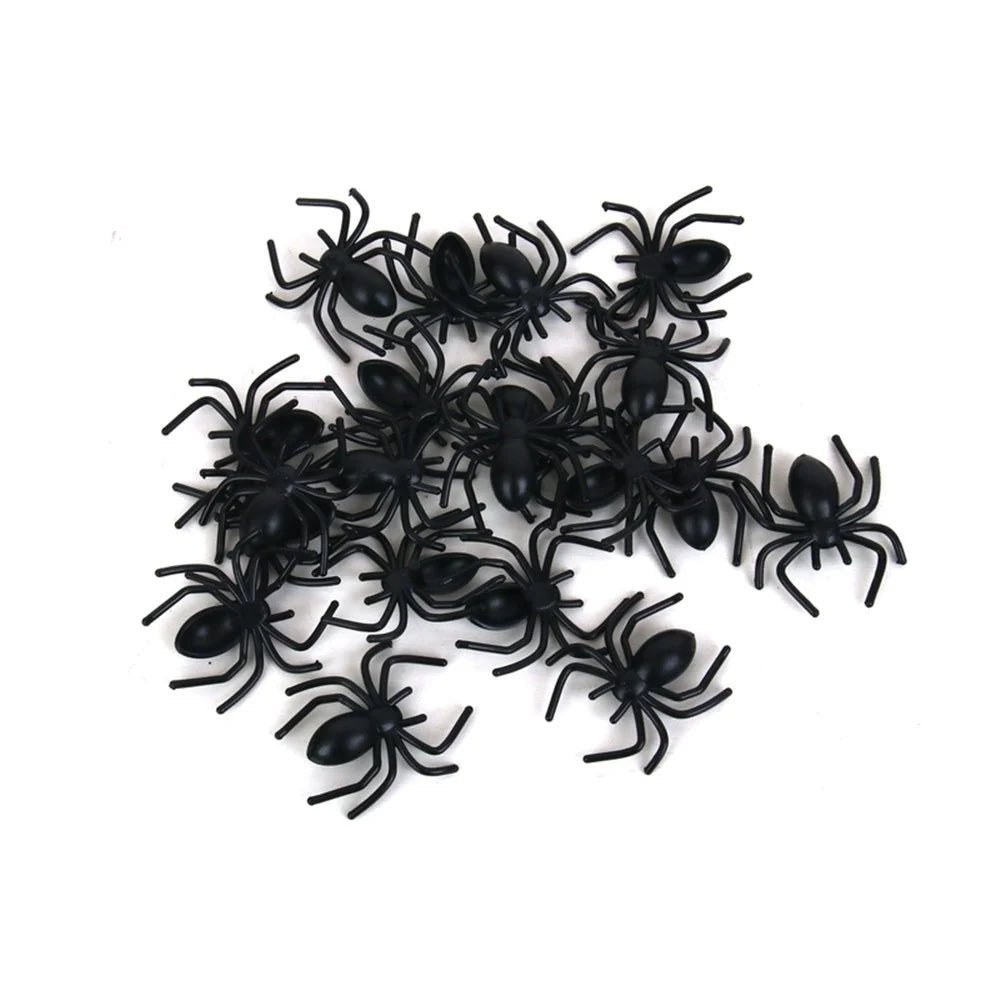 20 Fake Plastic Spiders 3.3cm Halloween Decorations - Party Owls
