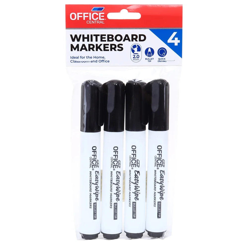 Whiteboard Markers 144pcs Black Ink Colour Bullet Tips - Bulk Pack