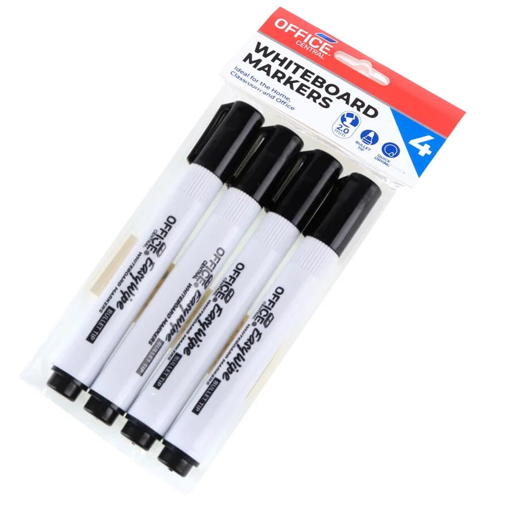 Whiteboard Markers 144pcs Black Ink Colour Bullet Tips - Bulk Pack
