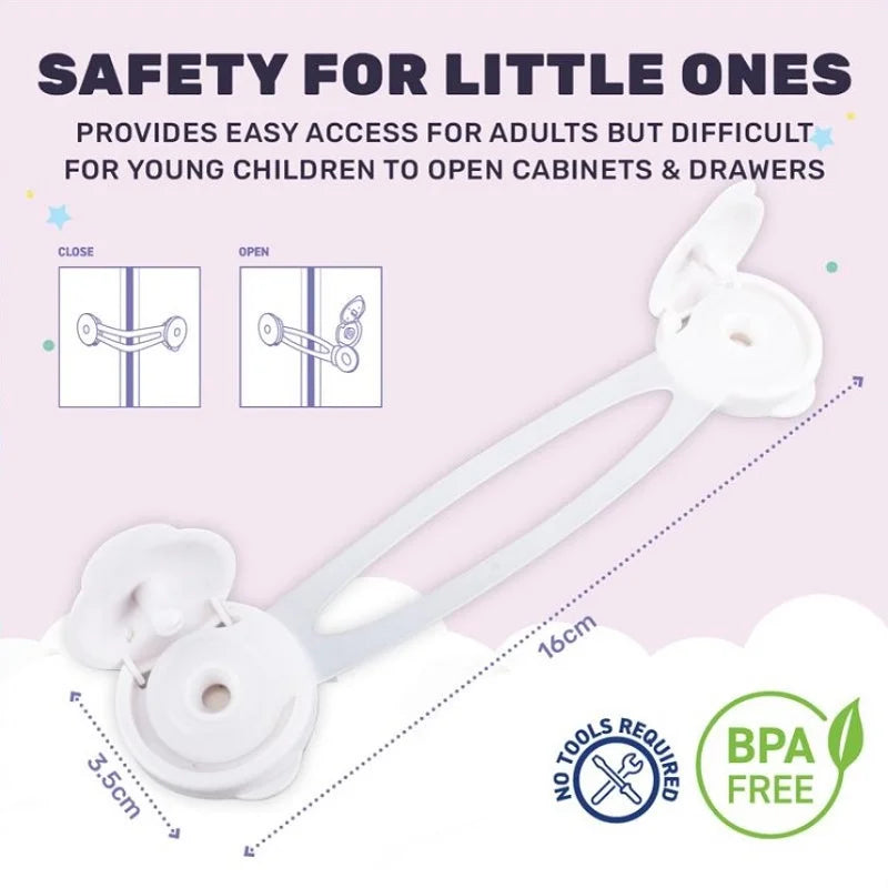 White Flexible Safety Latch 2pcs 16cm x 3.5cm Universal