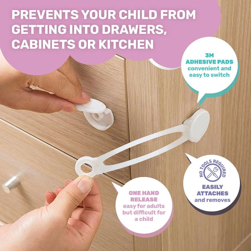 White Flexible Safety Latch 2pcs 16cm x 3.5cm Universal