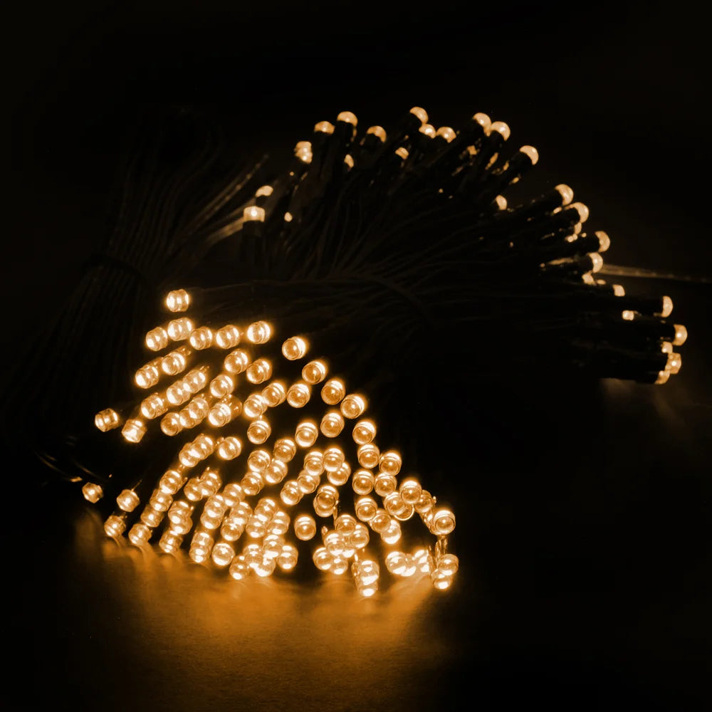 Solar 200 Warm White LED Fairy Lights 13.5M Total Length