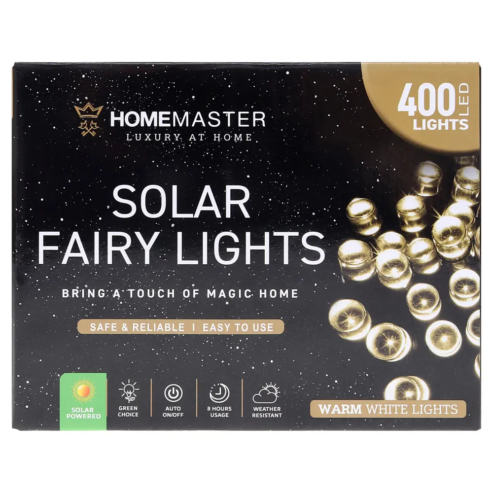 Solar 400 Warm White LED Fairy Lights 24M Lit Length