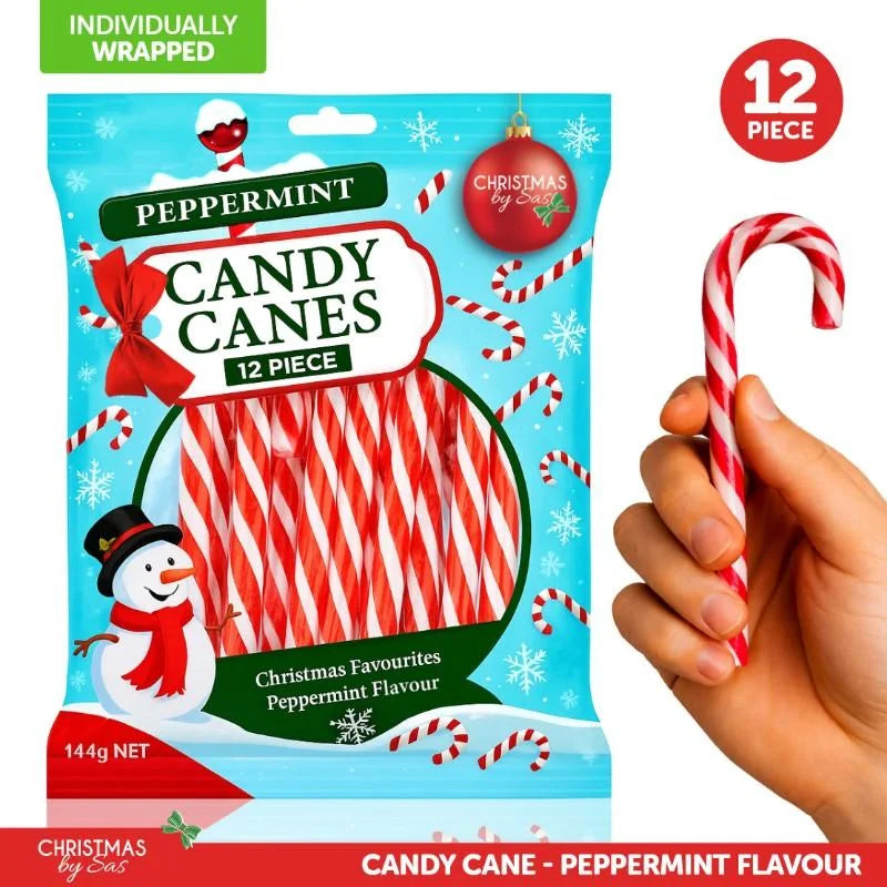 Peppermint Candy Canes 144g Bag 12pcs Red & White Striped