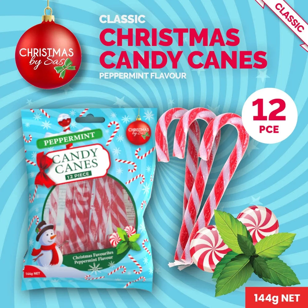 Peppermint Candy Canes 144g Bag 12pcs Red & White Striped
