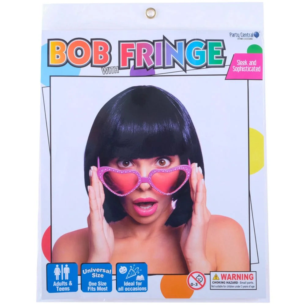 Black Short Bob Wig With Fringe