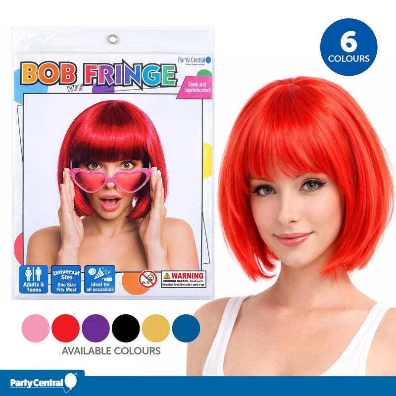 Purple Short Bob Wig With Fringe
