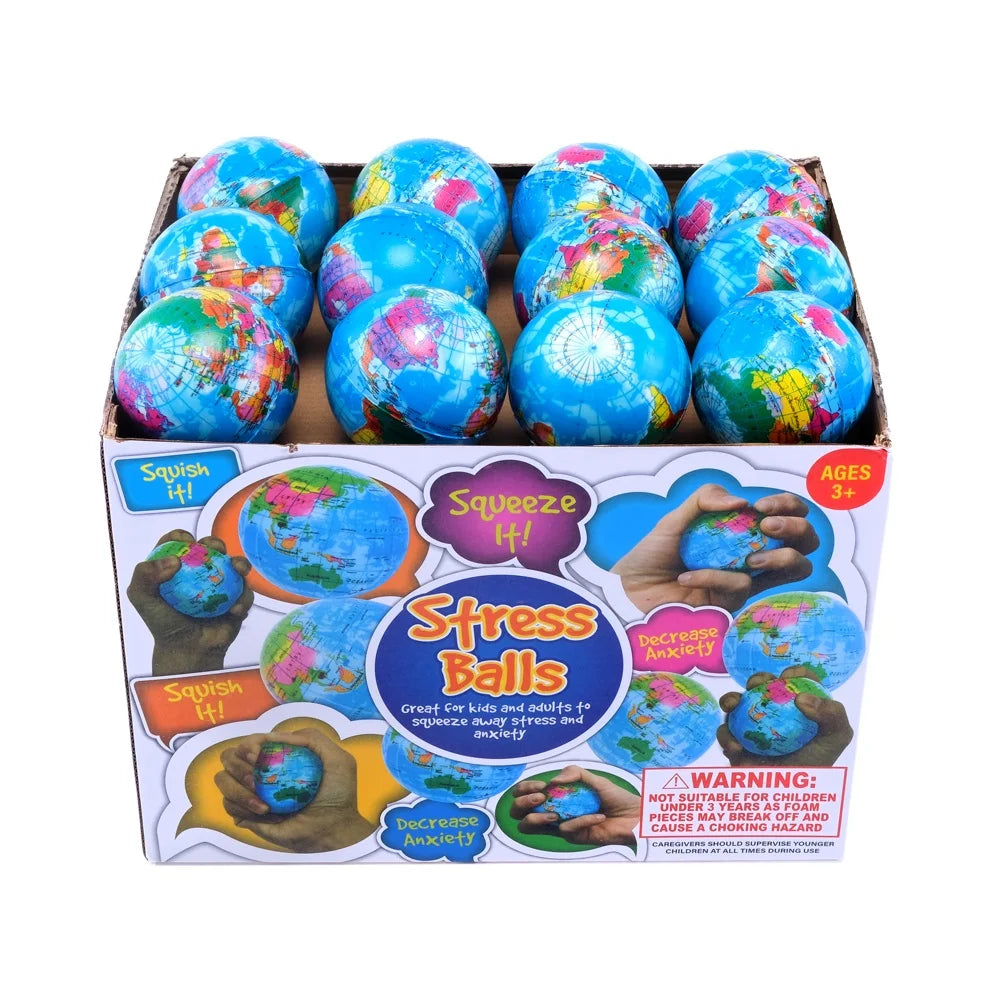 Squeeze Me The Earth Stress Relief Balls 7.6cm 36pcs World Globe