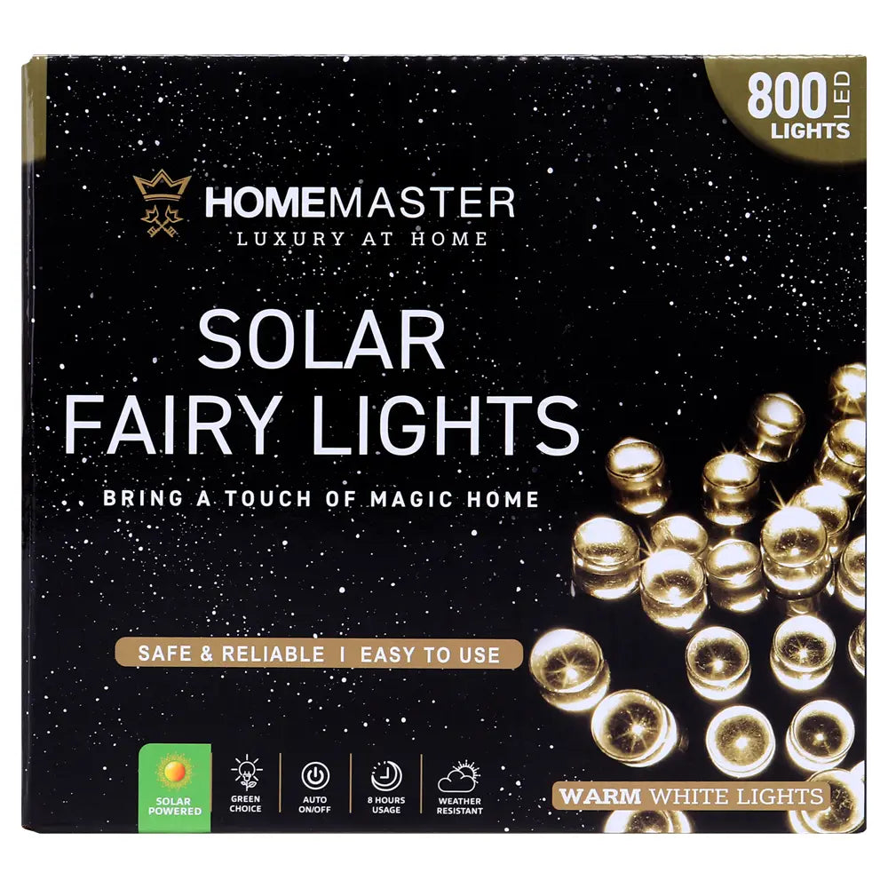 Solar 800 Warm White LED Fairy Lights 48M Lit Length