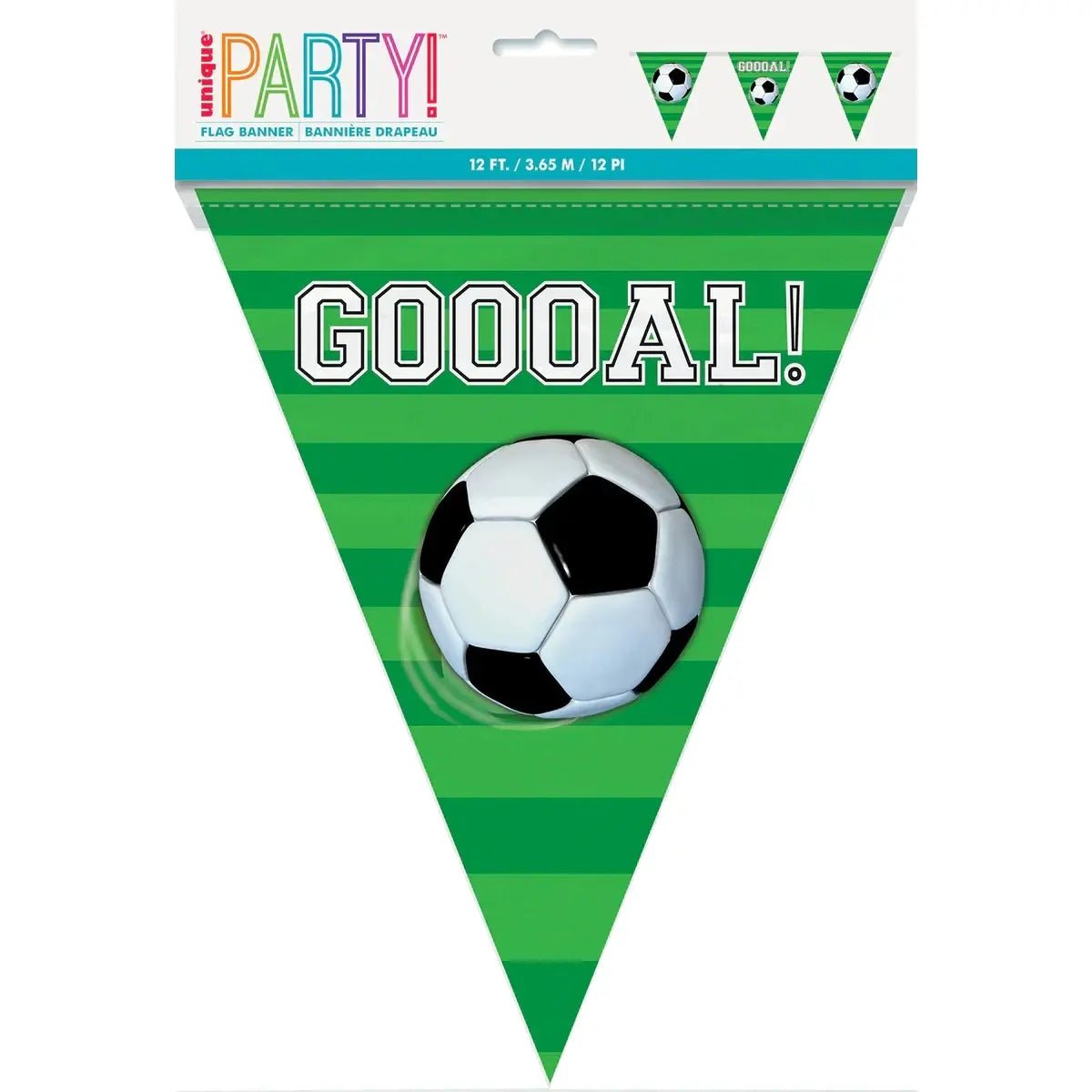 3D Soccer Bunting Flag Banner 3.65m (12') - Party Owls