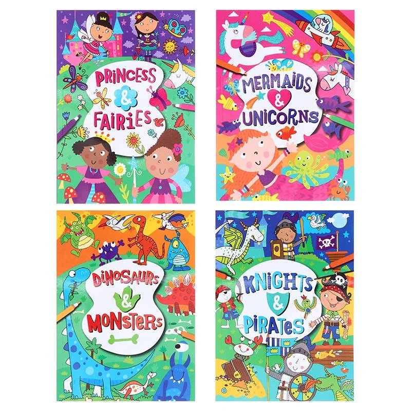 4 Colouring & Activity Books 270mm x 195mm 48 - Page Assorted Designs - Party Owls