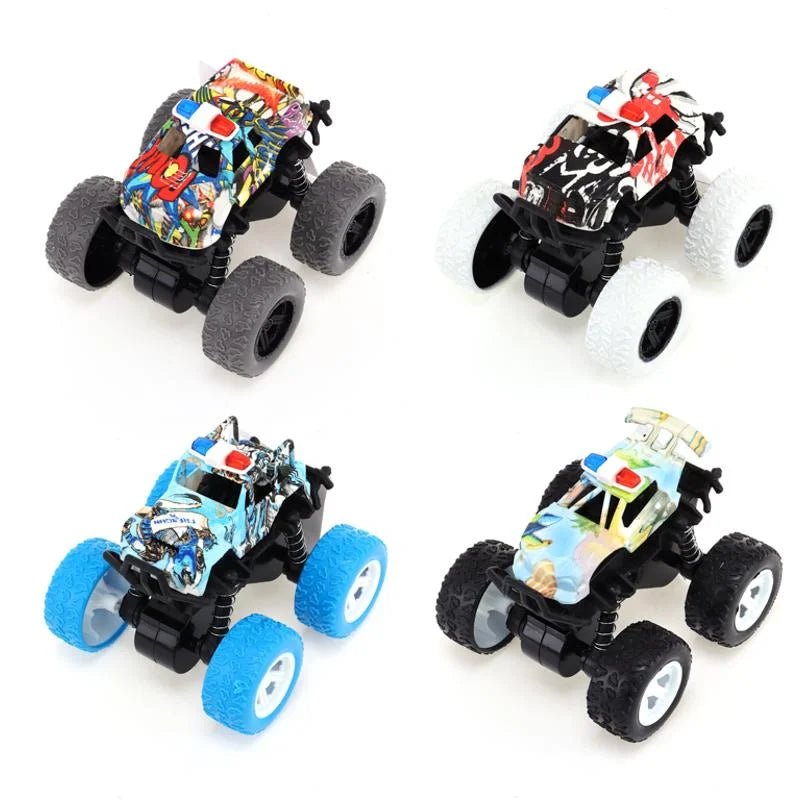4 Friction Monster Trucks 4WD 8.5 x 8 x 7.5cm White Black Blue Grey - Party Owls