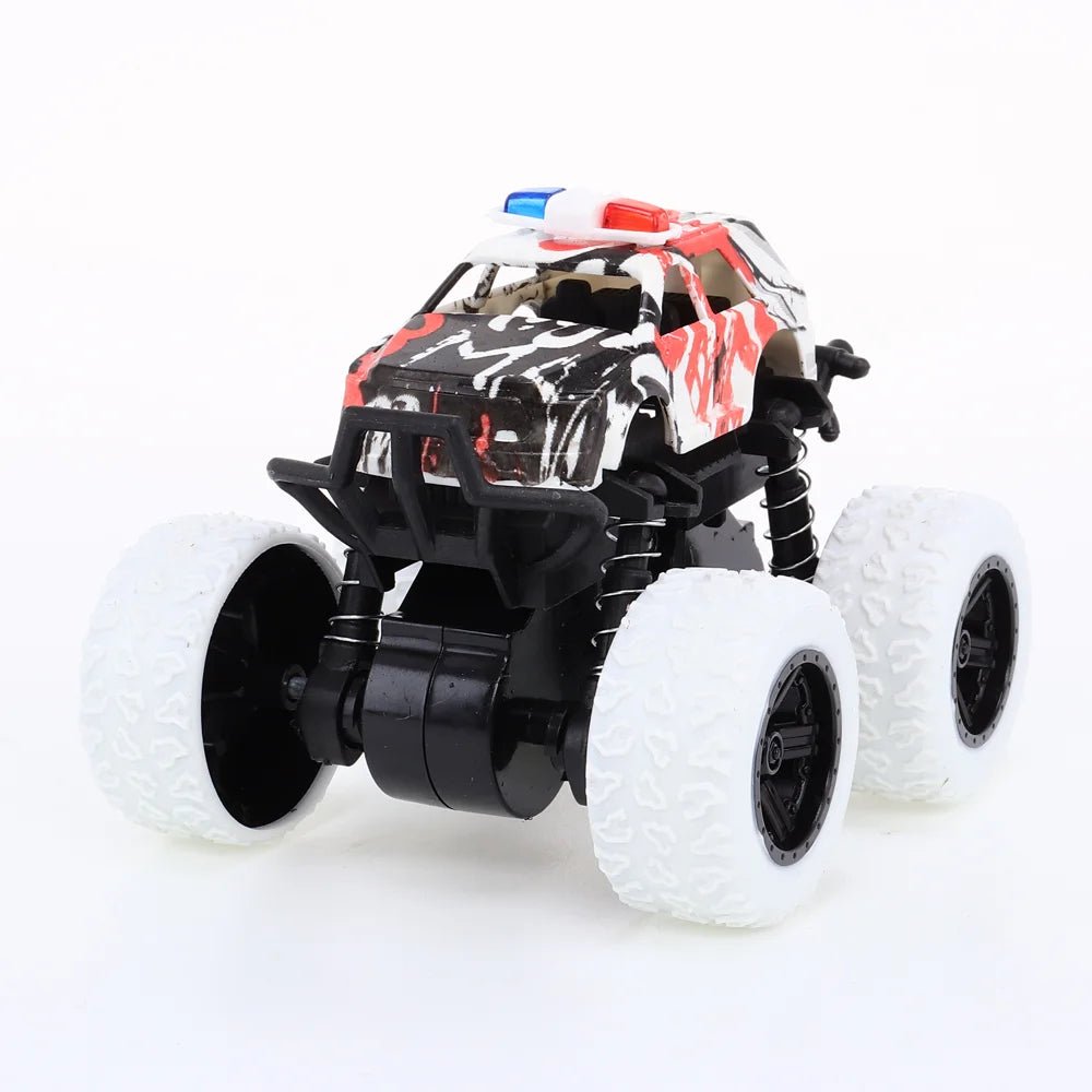 4 Friction Monster Trucks 4WD 8.5 x 8 x 7.5cm White Black Blue Grey - Party Owls