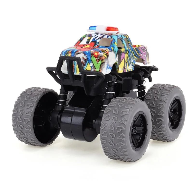 4 Friction Monster Trucks 4WD 8.5 x 8 x 7.5cm White Black Blue Grey - Party Owls